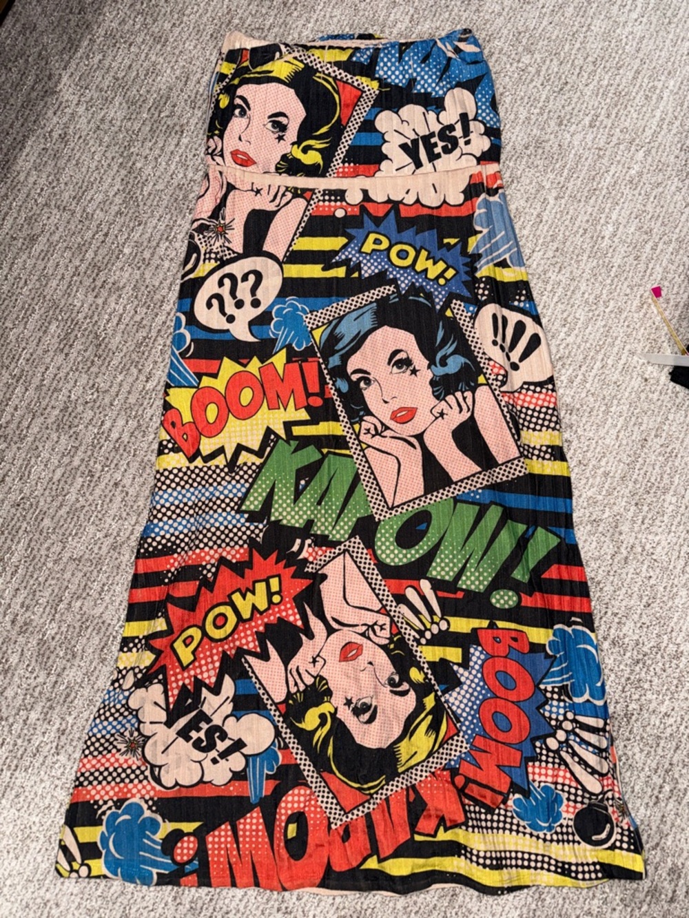 Pop Art Comic Print Maxi Skirt - Multicolor